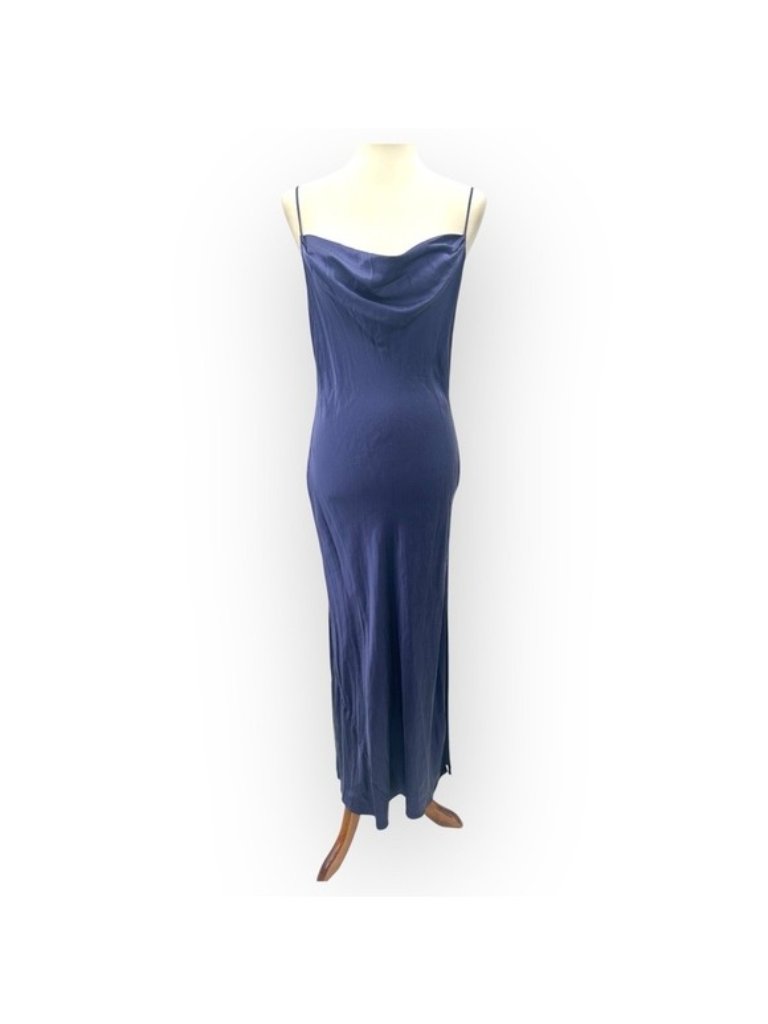 Vintage Victoria's Secret 90's Navy Blue Cowl Neck Spaghetti Silk Slip Dress